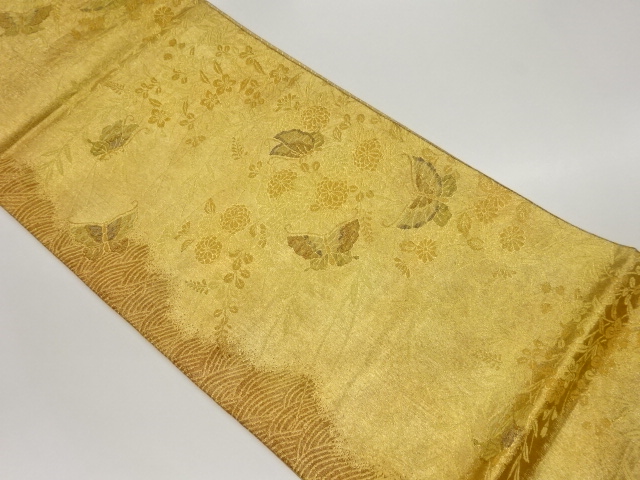 JAPANESE FUKURO OBI / WOVEN AUTUMN FLOWERS